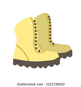 Pair of winter boots. Winter hiking shoes on a white background. Vector illustration