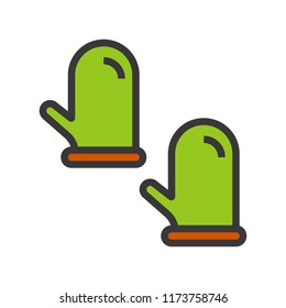 Pair of winter gloves, Merry Christmas related icon set, filled outline design editable stroke