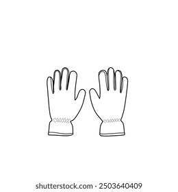 Pair of winter gloves. Vector illustration. Winter gloves line art isolated on a white background.