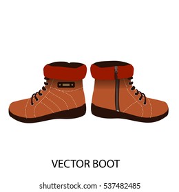 pair of winter male boots vector isolated on white background,, illustration,