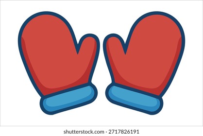 Pair of winter mittens for hand warmth protection isolated vector illustration on white background