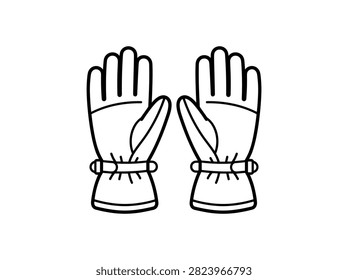 Pair of Winter Ski Gloves Outline Icon Vector Illustration for Cold Weather