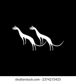 Pair Wolf Naive Illustration for Logo Gram, Art Illustration or Graphic Design Element. Vector Illustration
