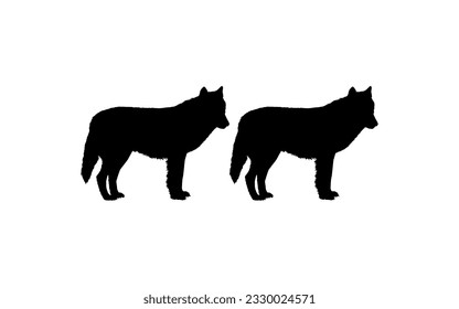 Pair Wolf Silhouette for Logo Type, Art Illustration, Pictogram, Website, Apps or Graphic Design Element. Vector Illustration