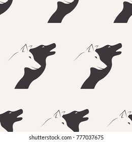 a pair of wolves. seamless pattern. symbol for your design, logo, UI. Vector illustration. EPS10