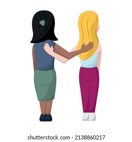 Pair of woman hugging each other Vector