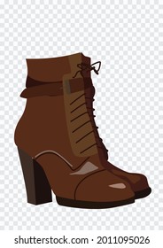 Pair of women's brown leather high-heeled shoes, isolated on white background