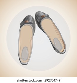 A pair of women's shoes on a flat sole. EPS10 vector illustration