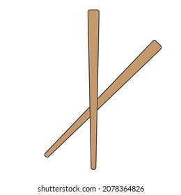 A pair of wooden bamboo chopsticks. A traditional alternative of spoons 