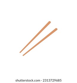 Pair of wooden chopsticks for Asian cuisine flat style, vector illustration isolated on white background. Decorative design element, kitchenware for eating sushi or wok