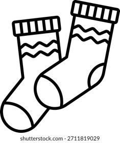 Par de calcetines de lana icono en estilo de contorno