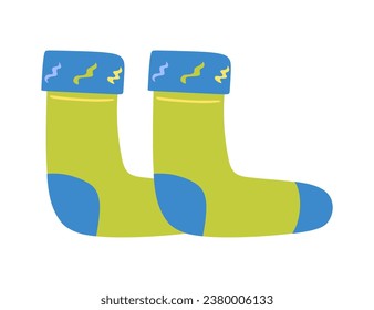 Pair of woolen socks. Vector illustration