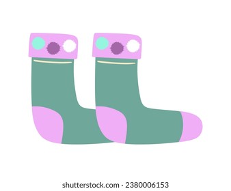 Pair of woolen socks. Vector illustration