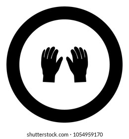 Pair work of gloves icon black color in circle