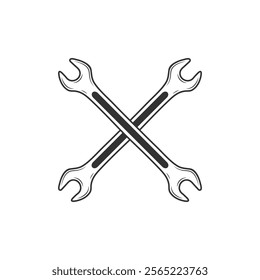 A pair of wrenches vector sketch illustrations isolated on a white background