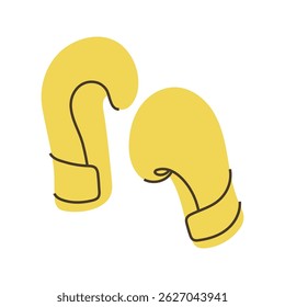 Pair of yellow boxing gloves for training and fitness. Simple clip art