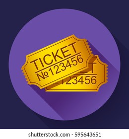 pair of yellow gold cinema tickets on blue