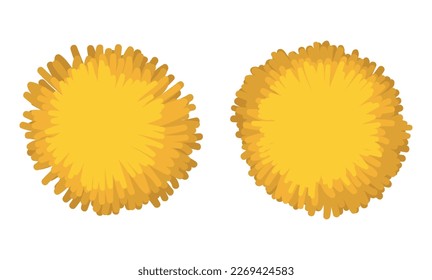 Pair of yellow pompoms isolated over white background. Design in flat colors.