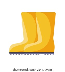 Pair of yellow rubber boots icon vector illustration. High clean gardening agriculture fishing autumn shoes for legs water protection isolated. Traditional farming footwear bright decorative design