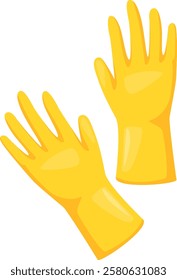 Pair of yellow rubber gloves providing hand protection while cleaning, ensuring safety and hygiene during various household chores and domestic tasks. Perfect for maintaining cleanliness