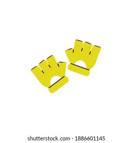 A pair of yellow sport half finger gloves. Hand protection in cycling bike, motorcycle race or training in gym. Vector isolated illustration