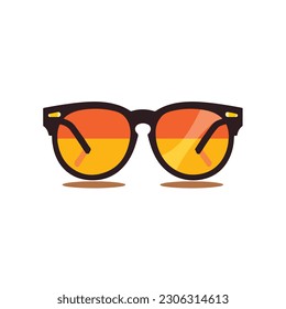 A pair of yellow sunglasses icon.  isolated, icon, logo for sunglasses. flat style sunglasses. 