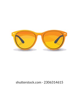 A pair of yellow sunglasses icon.  isolated, icon, logo for sunglasses. flat style sunglasses. 