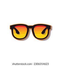 A pair of yellow sunglasses icon.  isolated, icon, logo for sunglasses. flat style sunglasses. 