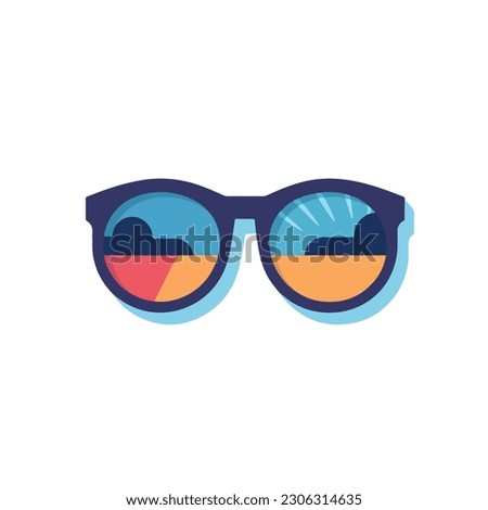 A pair of yellow sunglasses icon.  isolated, icon, logo for sunglasses. flat style sunglasses. 