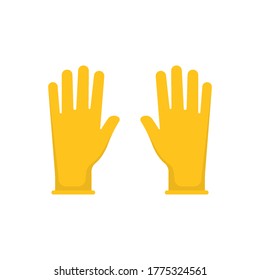 Pair of yellow traditional rubber firefighter's gloves. Vector illustration. Eps 10.