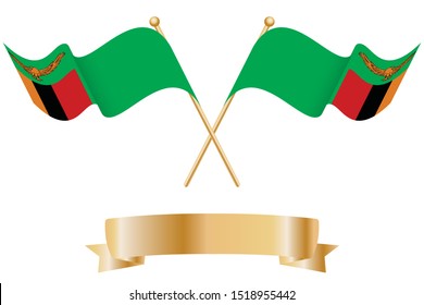 Pair of Zambia flags for celebration.