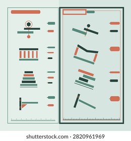 Paired comparison diagram showing the same bolt joint twice, once fitted correctly and once fitted badly, with a missing member, a tilted seating and doubled spacing on the failing side, framed as a correct and incorrect chart in mint charcoal colors with blank callout plates and a tick scale, flat vector artwork for instruction sheets and workplace training boards.
