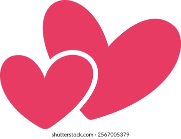 Paired pink hearts isolated from the background. Valentine's Day hearts. Symbols of love