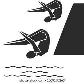 Paired synchronized diving. Sportsman isolated on white background. Vector illustration.