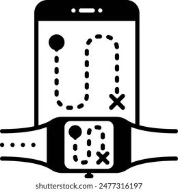 Pairing Smartphone and Smartwatch vector design, Artificial general intelligence symbol, Natural Language Processing sign, Machine Deep Learning illustration, routes, trips or location history concept