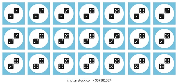 Pairs of black dices vector flat icon set