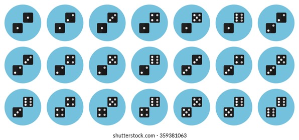 Pairs of black dices vector flat icon set