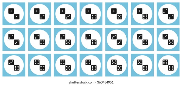 Pairs of black dices vector flat icon set