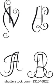 PAIRS OF INITIAL TO CUSTOMIZE CLOTHES, TOWELS AND BEDCLOTHES. THE PAIRS ARE: AV -  AL - AF - AB