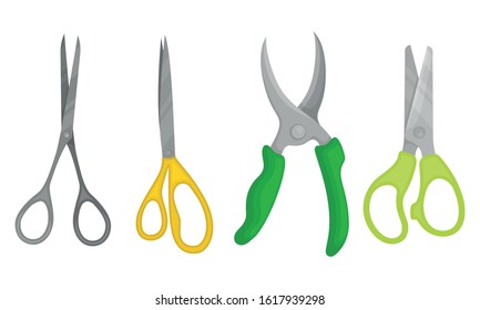 Pairs of Scissors Isolated on White Background Vector Set