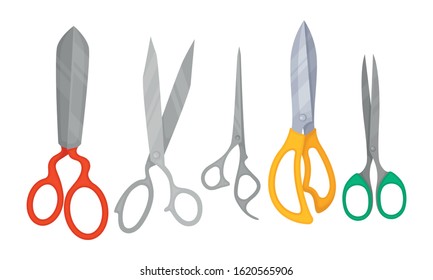 Pairs of Scissors Isolated on White Background Vector Set