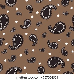 Pairsley seamless pattern. Seamless paisley ornament on brown background