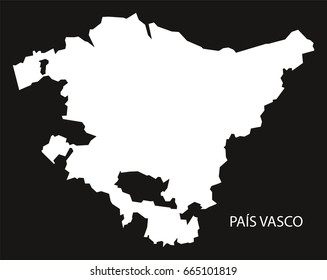 Pais Vasco Spain Map Black Inverted Silhouette Illustration