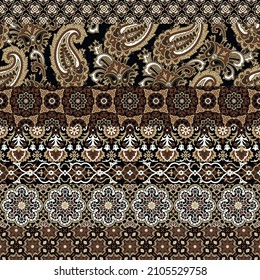 Paisley arabesque abstract fabric patchwork wallpaper vector seamless pattern