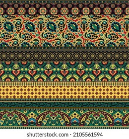 Paisley arabesque abstract fabric patchwork wallpaper vector seamless pattern