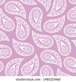 Paisley asian pattern vector pink white