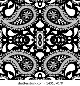 paisley background, abstract seamless texture; vector art illustration