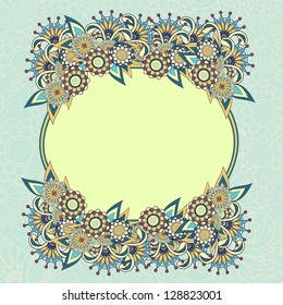 Paisley background with framed text box. Vector illustration