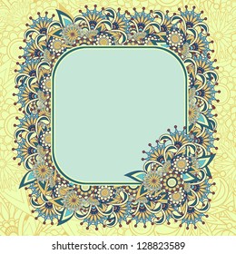 Paisley background with framed text box. Vector illustration