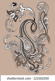 Paisley background. Hand Drawn ornament.  Vector illustration.